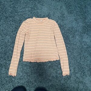 Medium Destined Striped Long Sleeve Crop Top
